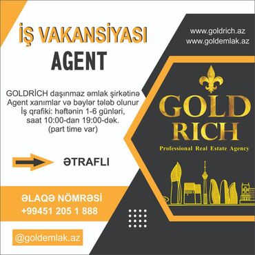 Недвижимость: Bəylər ve xanımlar goldemlak agentliyi sizləri işə dəvət edir -