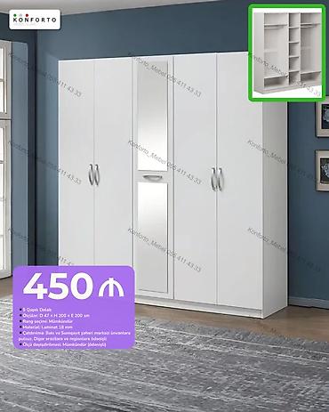 5 qapılı paltar dolabı - Ölçü: D 47 × H 200 × E 200 sm - Material: 18