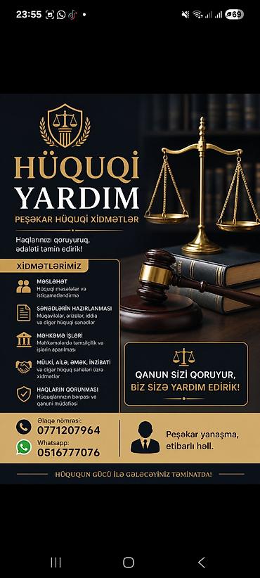 Работа: Bütün hüquqi məsələlərin həlli. whatsapp üzərindən yazın və ya zəng — 1