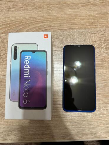 кербезим текст нота: Xiaomi, Redmi Note 8, Колдонулган, 64 ГБ, түсү - Көгүлтүр, 2 SIM