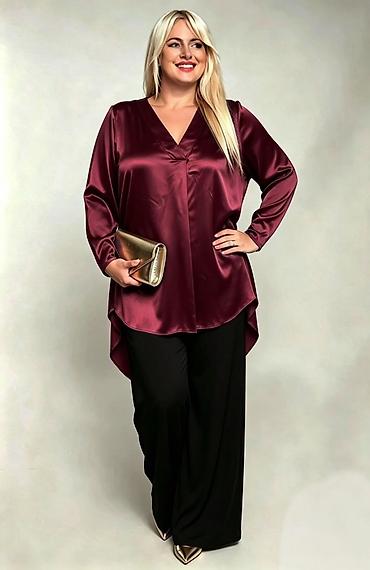 saten bluze: Svilena bluza sa V-izrezom za plus-size dame 2100din Velicine do xxl — 3