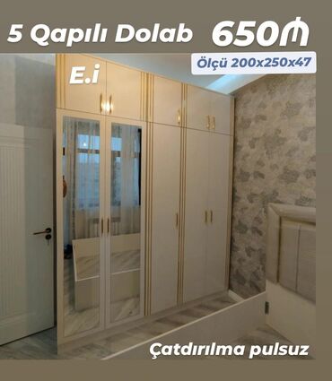 Dolablar: Qarderob, paltar dolabı, Yeni, 4 qapılı, Açılan, Düz dolab, Azərbaycan