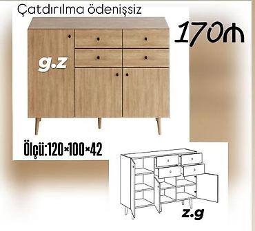 комод: Təbii ağac rəngində çoxfunksiyalı komod/vedro mebel. - Ölçü: 120 × — 1