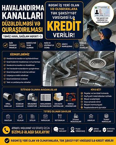 Вентиляция: Havalandırma işləri 🟢 Rəsmi iş yeri olan və olmayanlara, tək — 1