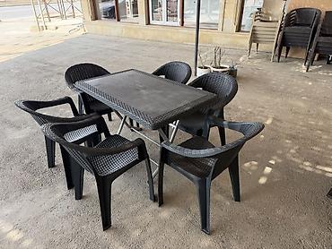 plastik kamod: Məhsul: Açıq məkan üçün stol-stul dəsti - Komplekt: 1 ədəd düzbucaqlı — 1