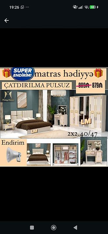 Yataq otağı dəsti – LM dizayn Komplekt: - 2 nəfərlik çarpayı (matras