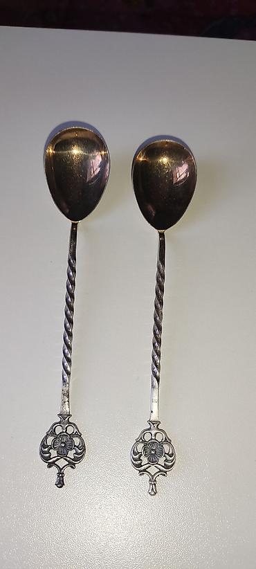 qasig: Gümüş çay qaşıqları dəsti (2 ədəd) - Material: 98 faiz tam gümüş — 1