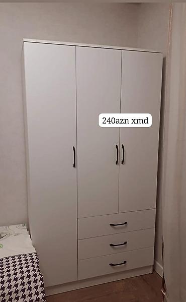 kitab skafi: Yeni, 3 qapılı, Siyirməli, Ağ, Açılan, Düz dolab — 1