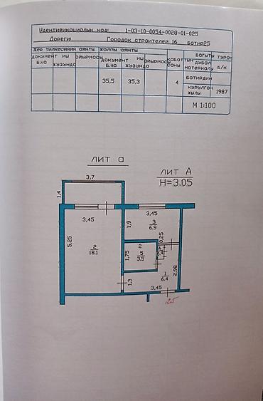 стройител: 1 комната, 35 м², Городок строителей 105 серия, 6 этаж, Косметический ремонт — 2