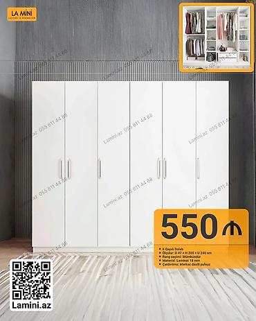 Mebel: 6 qapılı paltar dolabı - Ölçülər: Dərinlik 47 sm, Hündürlük 200 sm — 1