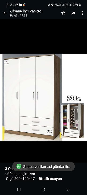 *3 Qapılı Dolab* ✔️Rəng seçimi var Ölçü 200x120x47 ✔️ *Şəhər daxili lalafo.az -da *3 Qapılı Dolab* ✔️Rəng seçimi var Ölçü 200x120x47 ✔️ *Şəhər daxili