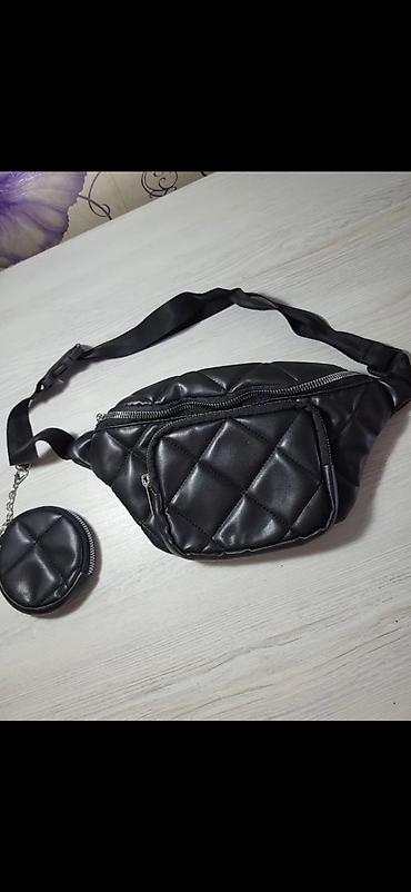 YENİDİR Qara rəngli bel/çiyin çantası dəsti - Material: quilted