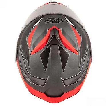 cena kacige: Kappa integralna moto kaciga – sportski dizajn, crno‑siva sa crvenim — 5