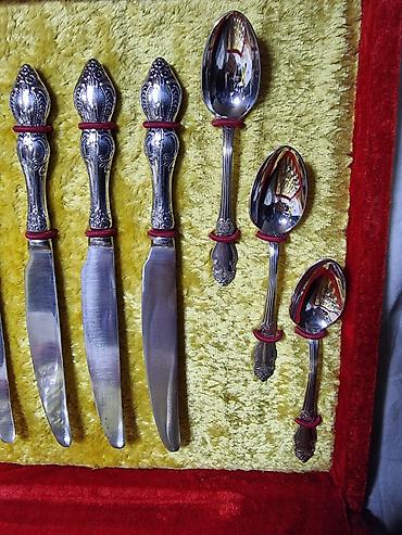 Кухонные наборы: СССР, МНЦ. МЕЛЬХИОРОВЫЙ Столовый набор в подарочном футляре Обсолютно — 4