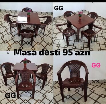Bağ, çöl masa və oturacaq dəstləri: Plastik masa desti yeni
