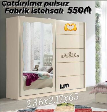 Yataq otağı dəstləri: *_dolab/kupe_* _*fabri̇k i̇stehsali*_ qiymət : *550₼* ölçü