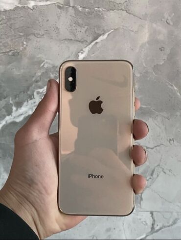 Apple iPhone: IPhone Xs, Б/у, 64 ГБ, Золотой, Защитное стекло, Чехол, 97 %