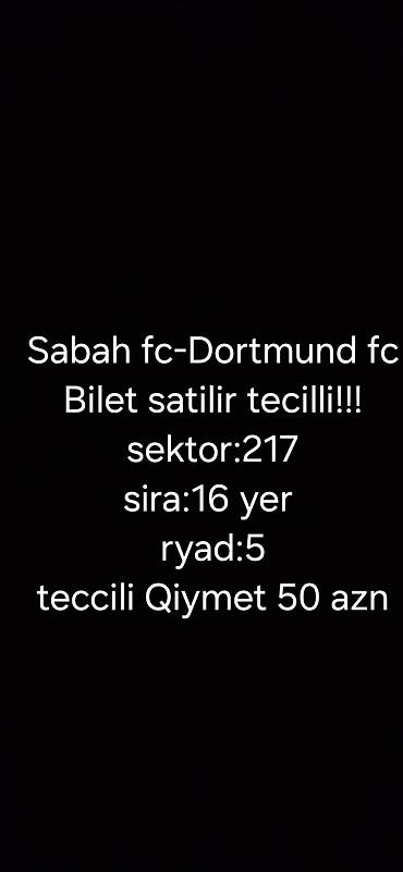 qarabağ ajax bilet 2025: Sabah FK – Dortmund FK oyunu üçün bilet. Bilet məlumatları: - Sektor — 1