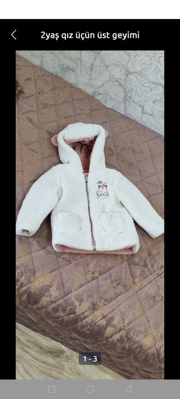 Uşaq ayaqqabıları: 2 yaş qız üçün üst geyimi – isti kürklü jaket - Rəng: krem (daxili