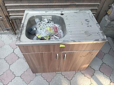 угловой диван с ящиком: Тумба для кухни, Б/у, С мойкой, Напольная, ДСП, цвет - Коричневый — 2
