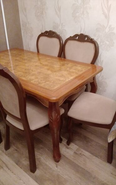 Restoran mebeli: Qonaq otağı üçün, İşlənmiş, Açılan, Dördbucaq masa, 8 stul