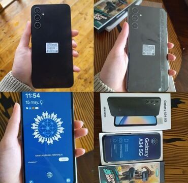 prastoy telefon: Samsung Galaxy A34 5G, 128 GB, rəng - Qara, Barmaq izi