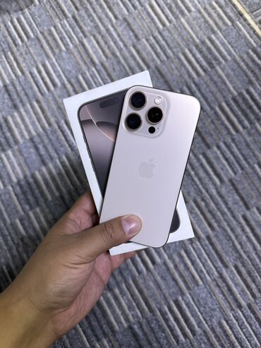 iphone 15 pro купить бишкек: IPhone 16 Pro, Б/у, 128 ГБ, Desert Titanium, Коробка, 96 %