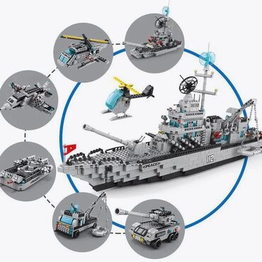 игрушки для мальчиков 10 12 лет: 1600 деталей 6 в 1 🔥Конструктор Warship, Набор для военного флота 🔥