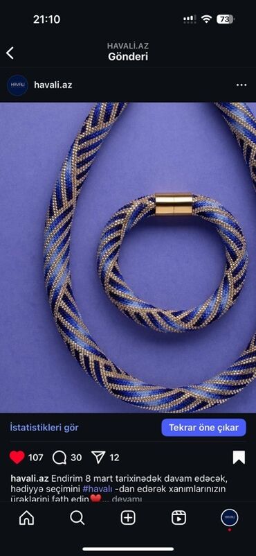 Bijuteriya dəstləri: Məhsul: Əl işi muncuq dəsti – boyunbağı və bilərzik - Dizayn — 6