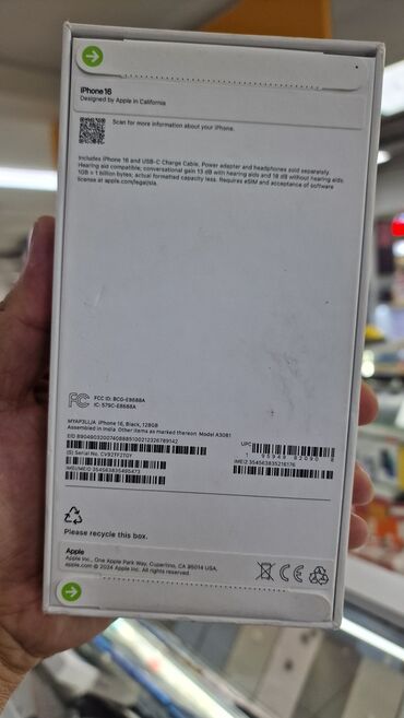 скупка мобильных телефонов на запчасти: IPhone 16, Новый, 128 ГБ, Черный, Коробка