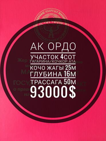 дом ак ордо участок: 4 соток, Для бизнеса, Красная книга, Тех паспорт