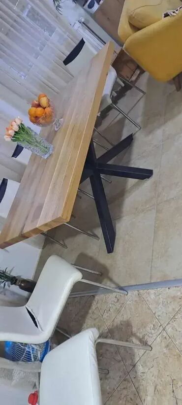 Stolovi: Trpezarijski Sto od Hrasta – Masivno drvo i metal 🪑 Unikatni sto — 11