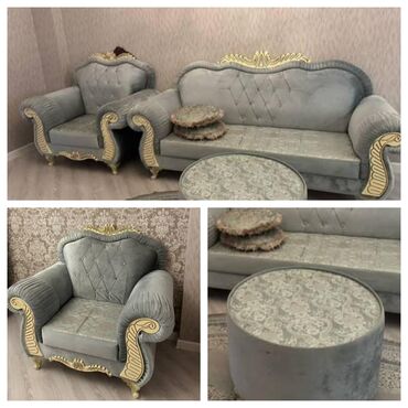 Yataq otağı dəstləri: İşlənmiş, Divan, 2 kreslo, Bazasız, Açılmayan