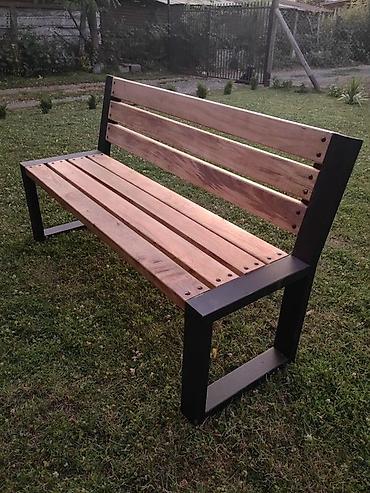 скамейки для двора: Скамейка Дерево, Со спинкой, Без крыши — 4