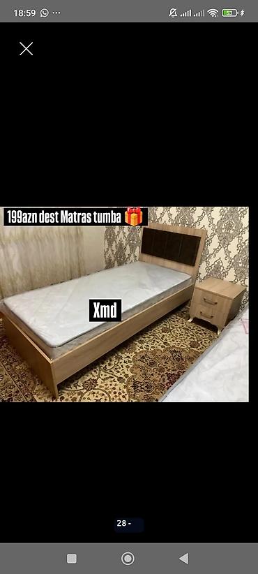 Yataq dəsti – tək nəfərlik çarpayı, matrass və tumbadan ibarət. - lalafo.az -da Yataq dəsti – tək nəfərlik çarpayı, matrass və tumbadan ibarət. -