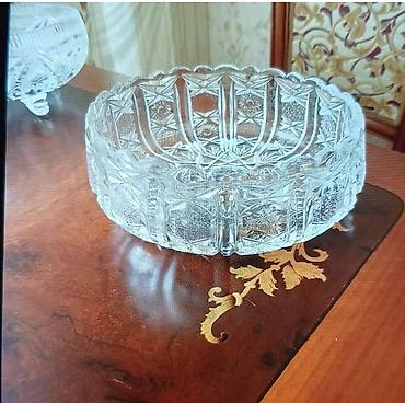 turba: Kəsimli kriştal meyvə/gül qabı - Material: qalın, şəffaf kriştal şüşə — 2