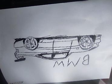 суу химия: Рисунок автомобиля BMW на бумаге - Авторский черно-белый скетч — 1