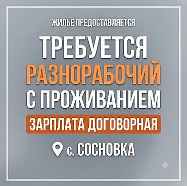 разнорабочих: ТРЕБУЕТСЯ РАЗНОРАБОЧИЙ С ПРОЖИВАНИЕМ 📍 Локация: с. Сосновка 💰 — 1