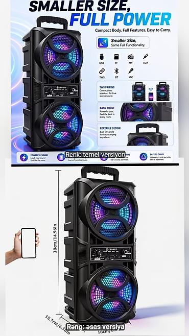 bluetooth mikrofon karaoke: Yeni Kolonka, Növ - Portativ, rəng - Qara — 1