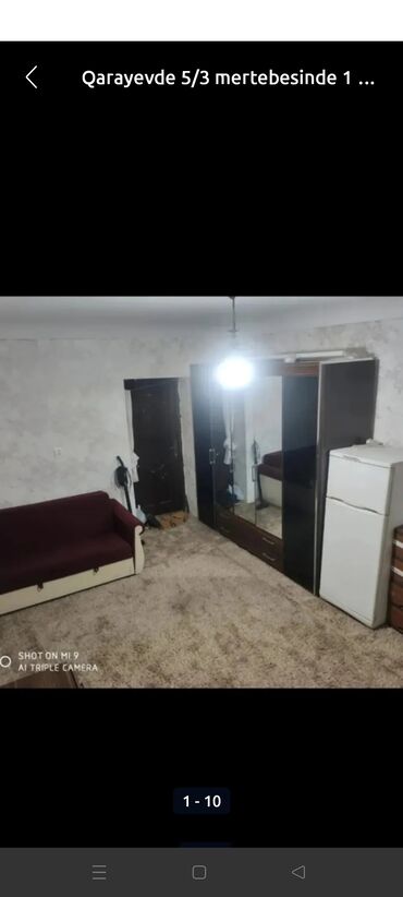 qarayev kiraye: Qarayevde 5/3 mertebesinde 1 otaqli ev 350 azn qiymet sondu evde