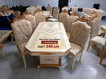 ev gulleri ve adları: Klassik üslubda yemək otağı dəsti Məhsul: Masa + 6 oturacaq - Masa — 1
