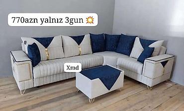 Künc divan dəsti - Model: L formalı künc divan + oturacaq/kiçik stol