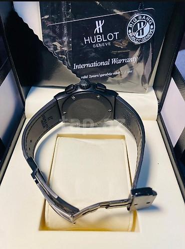 saat omega: Hublot Big Bang tərzində kişi qol saatı - Korpus: mat qara, vintli ön — 4
