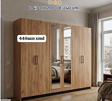 Ev üçün mebel: Dolab – 4 qapılı, güzgülü model Ölçülər: Dərinlik 47 sm × Hündürlük — 1