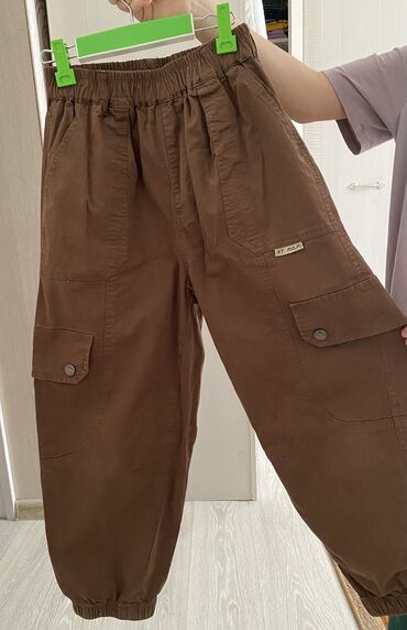 детские утепленные штаны: Джинсы и брюки, цвет - Коричневый, Б/у