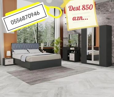 Yataq otağı dəstləri: İkinəfərlik çarpayı, Termo, 2 tumba, Dolab, Azərbaycan, Yeni — 28