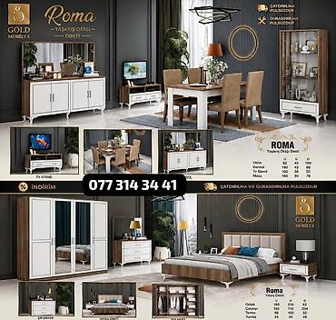 Gold Mobilya – Roma dəsti Yaşayış otağı dəsti: - Vitrin: 80 × 40 ×