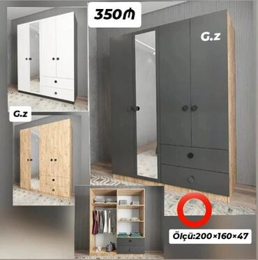 Bitkilər: Yeni, Açılan, 4 qapılı Qarderob, paltar dolabı