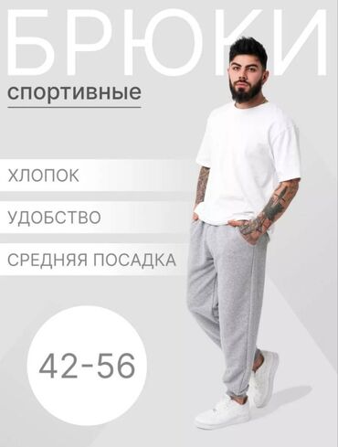трикотажные брюки мужские: Брюки L (EU 40), цвет - Серый