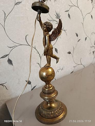 gunəş paneli projektor: Bürünc masa lampası – Putto/klassik Avropa üslubunda Mələk fiqurlu — 4